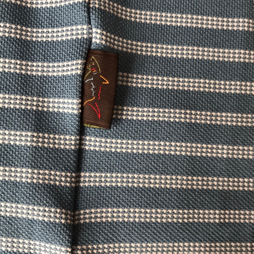 Greg Norman Tasso Elba Five Iron Mens Polo Shirt Golf XL Blue White Stripe - Picture 6 of 13